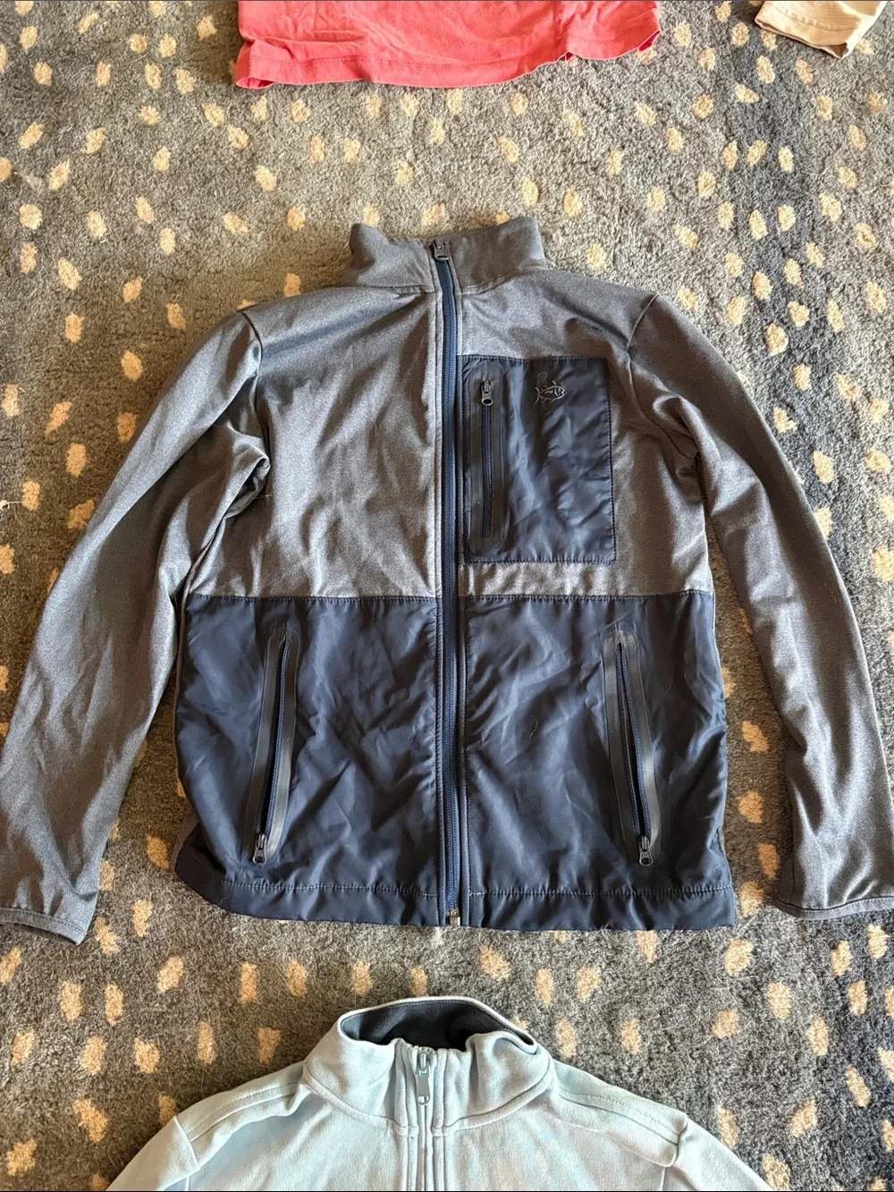 Southern Tide Two-Tone Gray and Navy Kids Softshell Jacket - Picture 1 of 1
